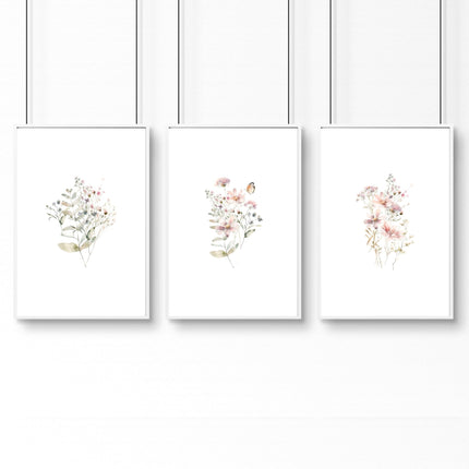 Hallway Prints Set of 3 | Pastel Shabby Chic Wall Art