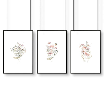 Hallway Prints Set of 3 | Pastel Shabby Chic Wall Art