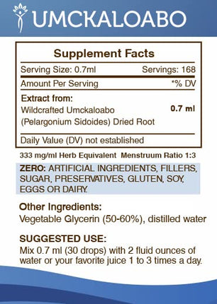 Secrets of the Tribe Umckaloabo Tincture Alcohol-Free Extract | Wildcrafted Pelargonium sidoides 4 oz