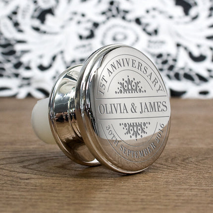 Personalised Happy Anniversary Bottle Stopper