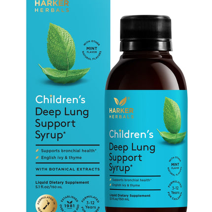 Harker Herbals Children's Deep Lung Support Syrup - Plant-Based, Natural Mint