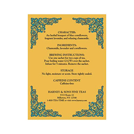 Harney & Sons Yellow and Blue Herbal Tea – Chamomile & Lavender, 20 Count per Tin (Pack of 4)