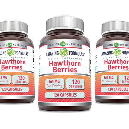 Amazing Formulas Hawthorn Berries 565 mg – 120 Capsules, 3 Pack, Made in USA