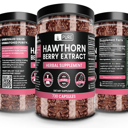 Pure Original Ingredients Hawthorn Berry Extract (730 Capsules) Pure & Natural, No Additives Or Fillers