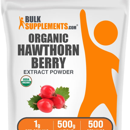 Hawthorn Berry Extract Powder – Organic, Gluten Free (500g) | BulkSupplements