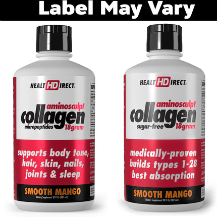 HEALTH DIRECT AminoSculpt Sugar-Free Liquid Collagen — High Potency, Grass-Fed, Mango | 30 oz
