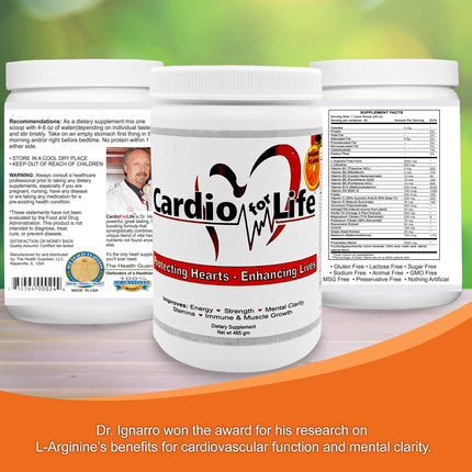 Health Guardian Cardio for Life L-Arginine Powder 16oz – Natural NO Support (Orange)