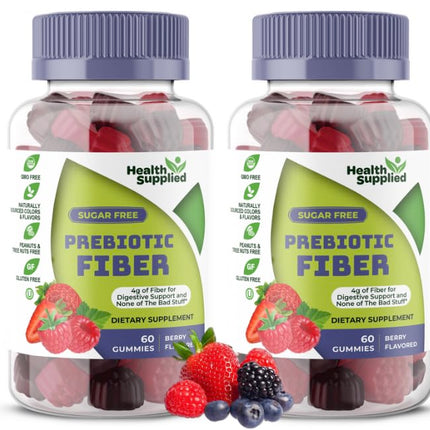 Health Supplied Mixed Berry Prebiotic Fiber Gummies – Digestive Support, Constipation Relief, Easy to Swallow
