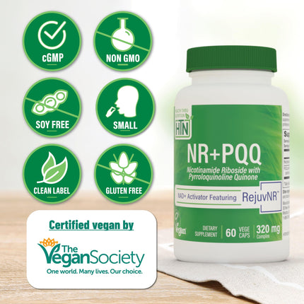 NAD+ Activator NR + PQQ - 300mg NR, 20mg PQQ | Pack of 60 | Non-GMO