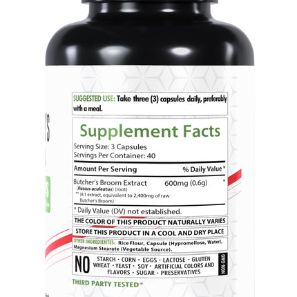 Healthfare Butcher’s Broom Capsules 2400mg – 120 Veg Capsules | Non-GMO, Gluten-Free (Pack of 2)