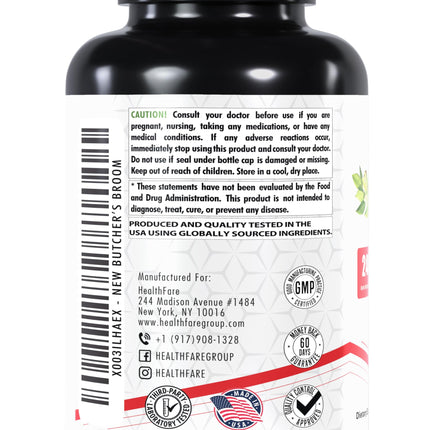Healthfare Butcher’s Broom Capsules 2400mg – 120 Veg Capsules | Non-GMO, Gluten-Free (Pack of 2)