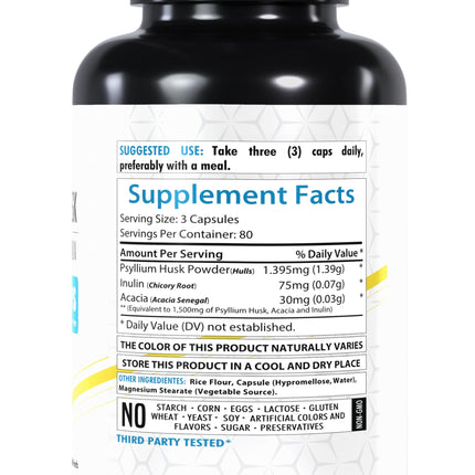 Healthfare Psyllium Husk Capsules 1500mg – 240 Veg Caps – Gluten-Free & Non-GMO Pack of 2
