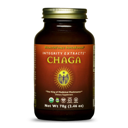 HealthForce SuperFoods Integrity Extracts Chaga Powder – 70 g | Organic, Vegan, Kosher, Gluten-Free
