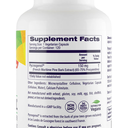 Healthy Origins Pycnogenol 150 mg - French Maritime Pine Bark Extract (Vegan, Non-GMO)