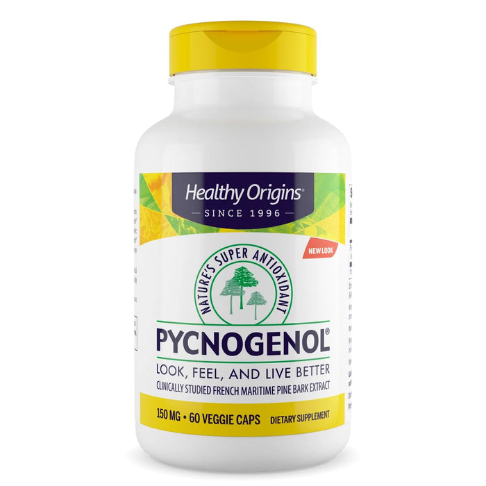Healthy Origins Pycnogenol 150 mg – French Maritime Pine Bark Extract, Non-GMO, Vegan, 60 Veggie Capsules