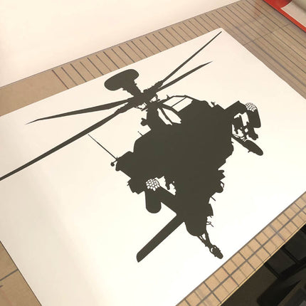 Apache Helicopter Wall Sticker – Military Aircraft Wall Art for Boys Bedroom
