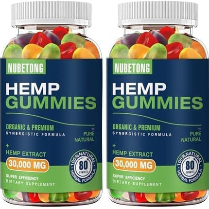 Hemp Gummies for Sleep, Pain & Anxiety — Organic High Potency Hemp Oil Gummies (2 Packs)