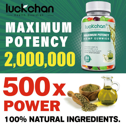 LUCKCHAN Hemp Gummies Advanced Extra Strength – 4-Pack for Sleep, Pain & Anxiety