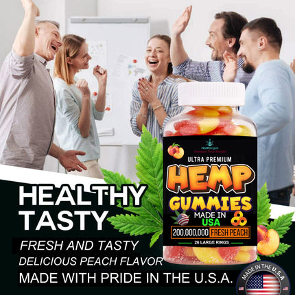 2Pack Hemp Gummies – Premium Hemp Oil Peach Ring (Made in USA)