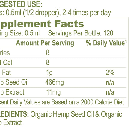 High Strength USDA Organic Hemp Oil Drops 1250mg – 2oz/60ml | Calming Relief