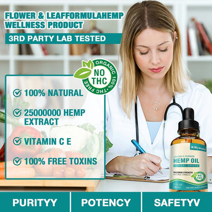 Hemp Oil High Potency Organic Drops - Maximum Strength Hemp Oil Tincture | Vegan 3 Pack