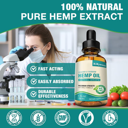 Hemp Oil High Potency Organic Drops - Maximum Strength Hemp Oil Tincture | Vegan 3 Pack