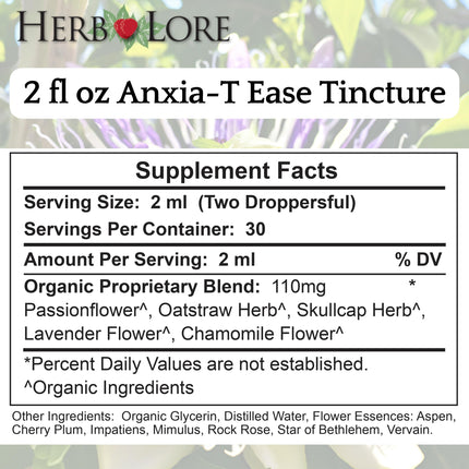 Herb Lore Anxia-T Ease Tincture – Mood & Relaxation Support (2 fl oz)