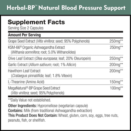 Herbal-BP Natural Blood Pressure Supplement – 3-Pack (Grape Seed, Garlic, Hawthorn)