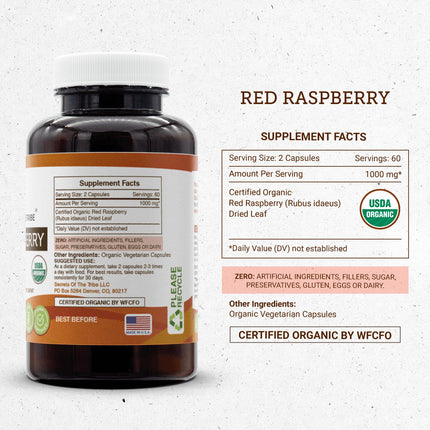 Secrets of the Tribe Red Raspberry USDA Organic Capsules – 120 Count