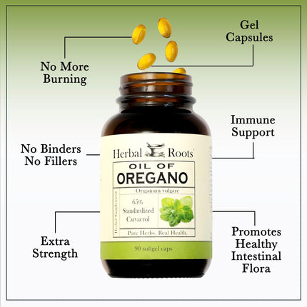 Herbal Roots Oil of Oregano Softgels - Extra Strength 150mg (90 Count)
