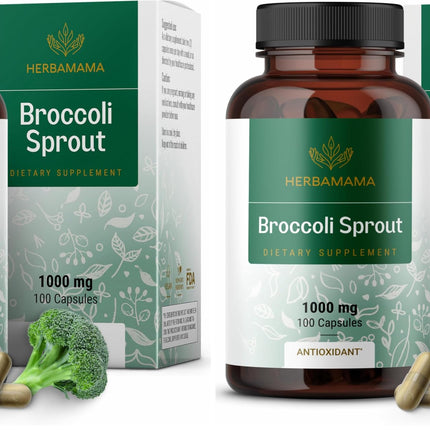 HERBAMAMA Broccoli Sprouts Capsules – 1000mg Broccoli Sprout Extract, Vegan & Non-GMO | Immune & Antioxidant Support (Pack of 2)