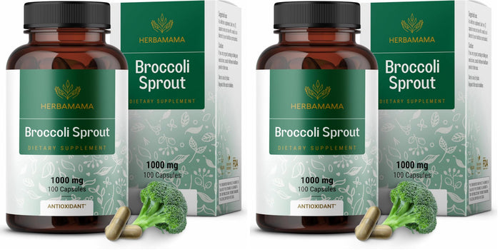 HERBAMAMA Broccoli Sprouts Capsules – 1000mg Broccoli Sprout Extract, Vegan & Non-GMO | Immune & Antioxidant Support (Pack of 2)