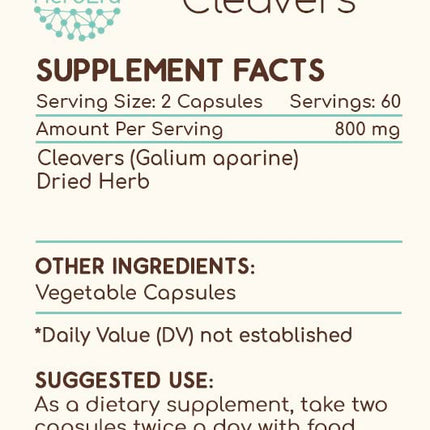 HerbEra Cleavers 120 Capsules – 400 mg Galium aparine Dried Herb