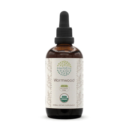 HerbEra Wormwood B120 USDA Organic Tincture - Alcohol-Free, High-Potency Herbal Drops (4 oz)