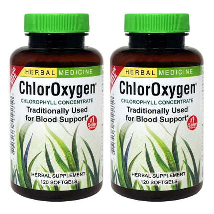 Herbs Etc. ChlorOxygen Chlorophyll Concentrate – Blood Circulation & Altitude Support | 120 Softgels (2 Pack)