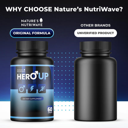 HeroUP by Nature’s NutriWave – Plant-Based Wellness, Non-GMO, Stimulant-Free | USA-Made 60 Capsules