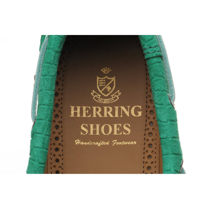 Herring Cordelia ladies rubber-soled deck shoes in green moc croc suede
