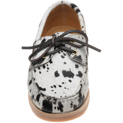 Herring Cordelia ladies rubber-soled deck shoes in white and brown pony