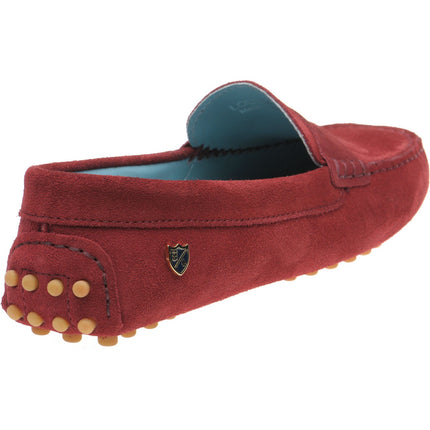 Herring Louisa ladies rubber-soled driving moccasins in burgundy suede