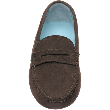 Herring Louisa ladies rubber-soled driving moccasins in chocolate suede