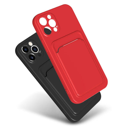 Liquid Silicone Black Case With Card Slot - For iPhone 12