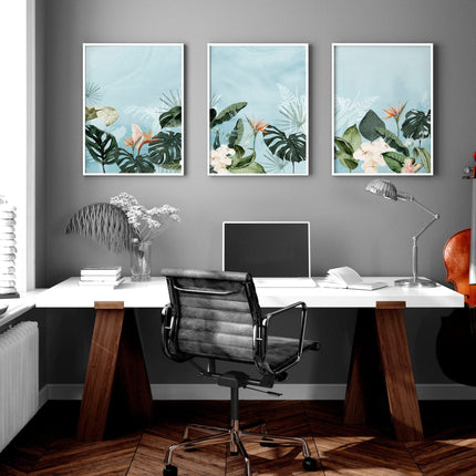 Home office art | set of 3 Tropical wall art prints