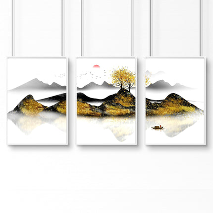 Home office decor ideas | set of 3 Japanese wall art