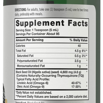 Horbäach Black Seed Oil Liquid 16oz – 4600mg | Cold Pressed Nigella Sativa, Vegetarian & Non-GMO