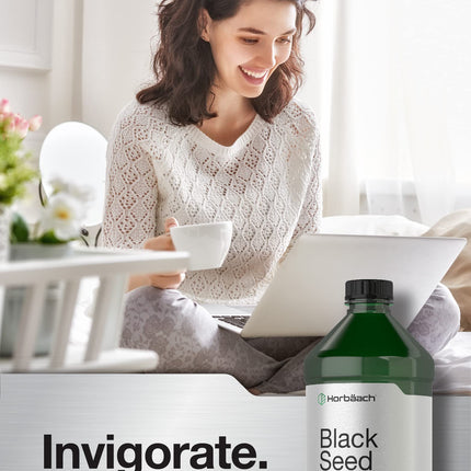 Horbäach Black Seed Oil Liquid 16oz – 4600mg | Cold Pressed Nigella Sativa, Vegetarian & Non-GMO