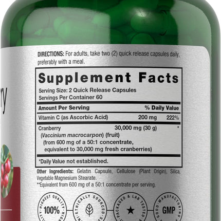 Horbäach Cranberry Concentrate Pills + Vitamin C – 30,000mg | Pack of 2