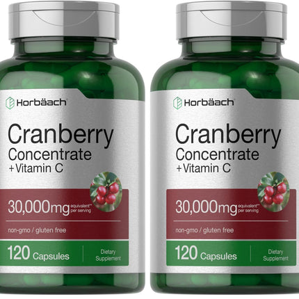 Horbäach Cranberry Concentrate Pills + Vitamin C – 30,000mg | Pack of 2