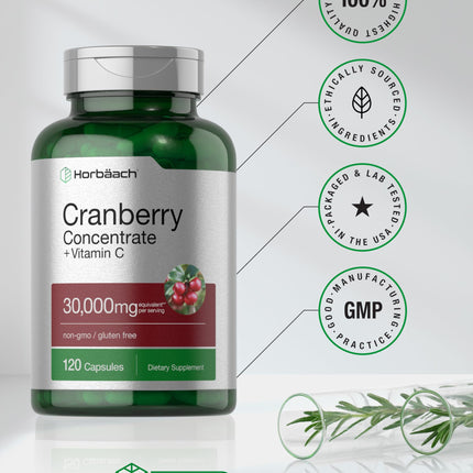 Horbäach Cranberry Concentrate Pills + Vitamin C – 30,000mg | Pack of 2