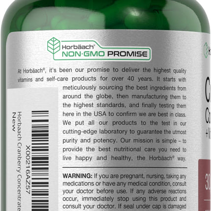 Horbäach Cranberry Concentrate Pills + Vitamin C – 30,000mg | Pack of 2