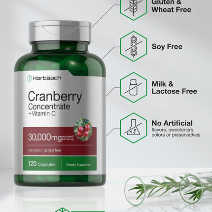 Horbäach Cranberry Concentrate Pills + Vitamin C – 30,000mg | Pack of 2